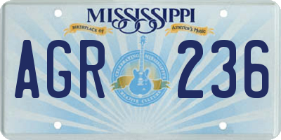 MS license plate AGR236