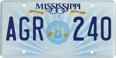 MS license plate AGR240