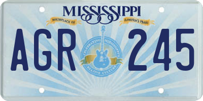 MS license plate AGR245