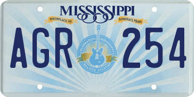 MS license plate AGR254