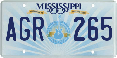 MS license plate AGR265
