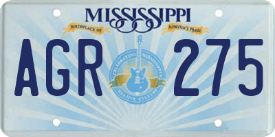MS license plate AGR275