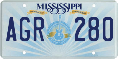 MS license plate AGR280