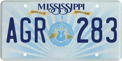 MS license plate AGR283