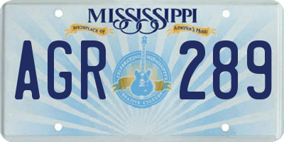 MS license plate AGR289