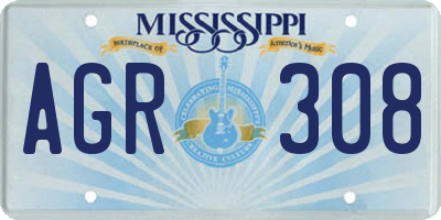 MS license plate AGR308
