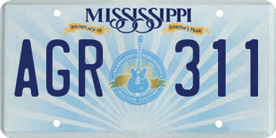 MS license plate AGR311
