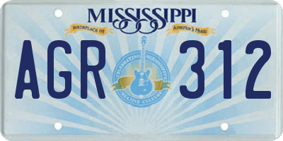 MS license plate AGR312