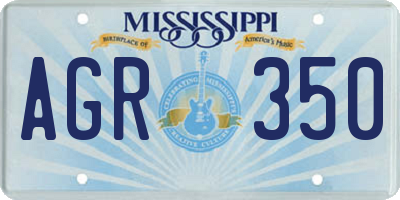 MS license plate AGR350
