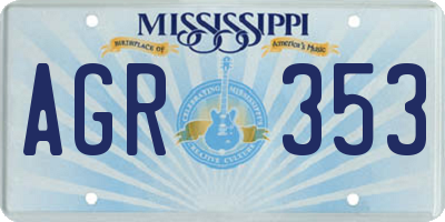 MS license plate AGR353