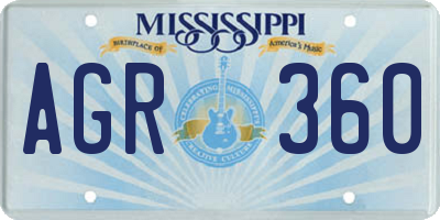 MS license plate AGR360