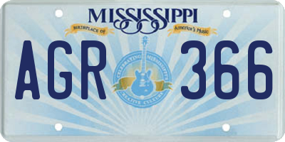MS license plate AGR366