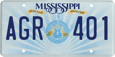 MS license plate AGR401