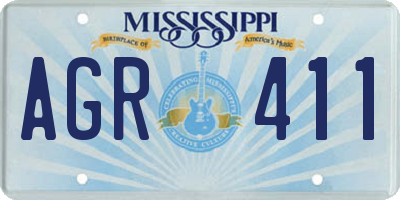 MS license plate AGR411