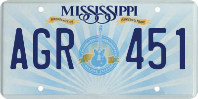 MS license plate AGR451