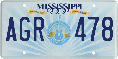 MS license plate AGR478