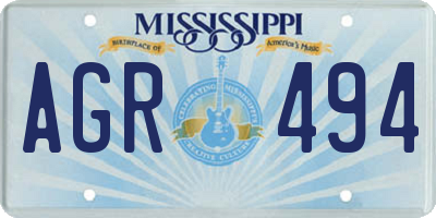 MS license plate AGR494