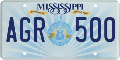 MS license plate AGR500