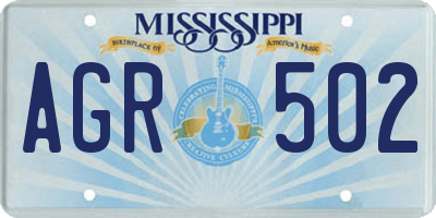 MS license plate AGR502