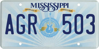 MS license plate AGR503