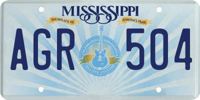 MS license plate AGR504