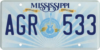 MS license plate AGR533