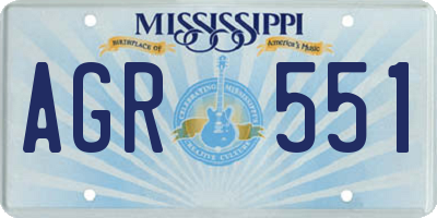 MS license plate AGR551