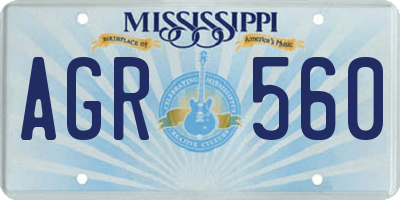 MS license plate AGR560
