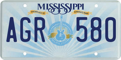MS license plate AGR580