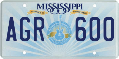 MS license plate AGR600