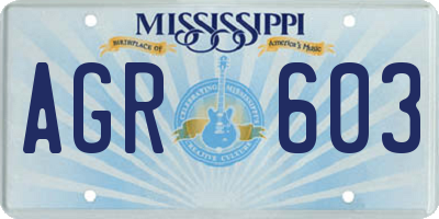 MS license plate AGR603