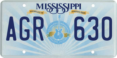MS license plate AGR630