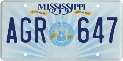 MS license plate AGR647