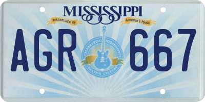 MS license plate AGR667