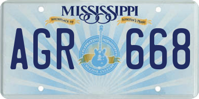 MS license plate AGR668