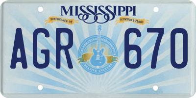 MS license plate AGR670