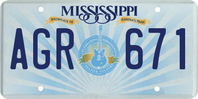 MS license plate AGR671