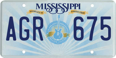 MS license plate AGR675