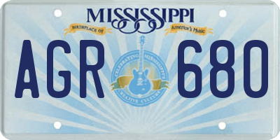 MS license plate AGR680