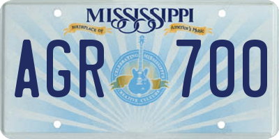 MS license plate AGR700