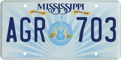 MS license plate AGR703