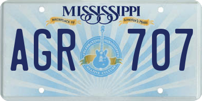 MS license plate AGR707