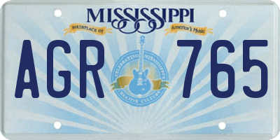 MS license plate AGR765