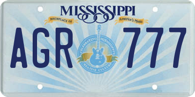MS license plate AGR777