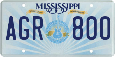 MS license plate AGR800