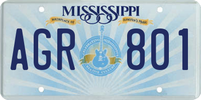 MS license plate AGR801