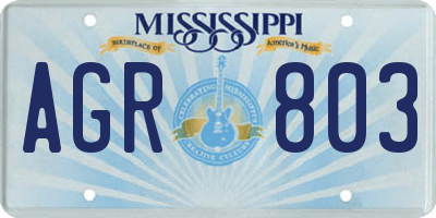 MS license plate AGR803