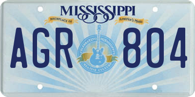 MS license plate AGR804