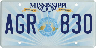 MS license plate AGR830