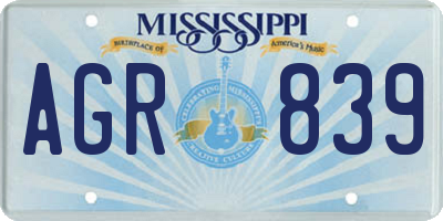 MS license plate AGR839